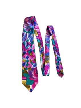 Vintage Canary Island Abstract Tie – Made in Canada – 58” x 4” (3/$25)